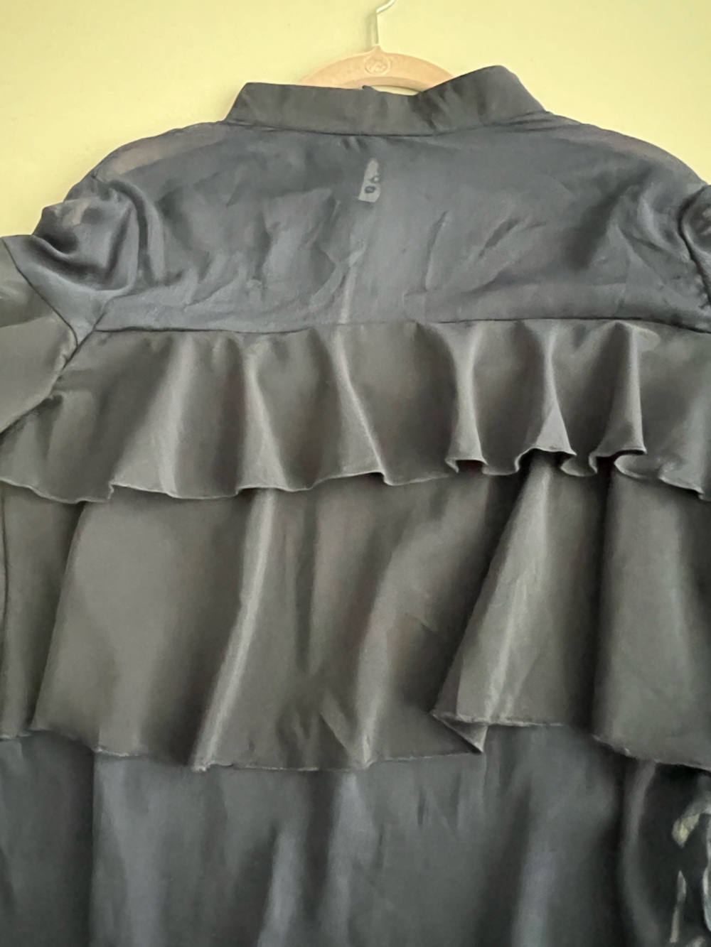 Boohoo Navy Sheer Ruffle Layered Blouse - Picture 5 of 7